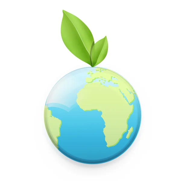 Icon of globe with leaves. Vector design. — Stock Vector