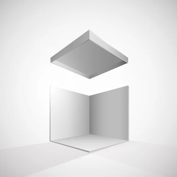Caja de cartón abierta sobre fondo blanco. Diseño vectorial . — Vector de stock
