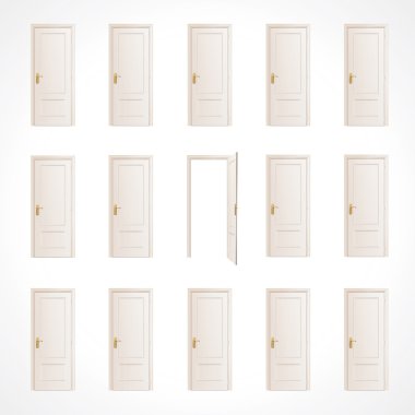 çok beyaz kapı ve bir açın. vektör tasarımı.