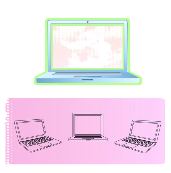 Moderner Laptop isoliert. Vektorillustration. — Stockvektor