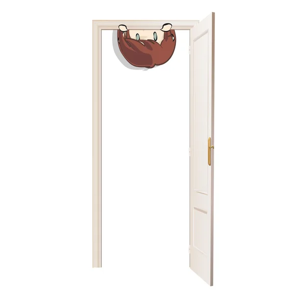 Bambini che guardano dietro la porta. Design vettoriale . — Vettoriale Stock