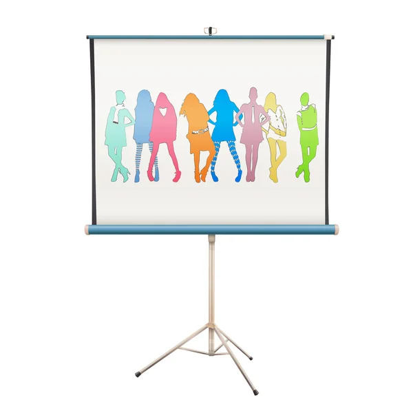 Colorful silhouette models in projector screen. Vector design. — Stock Vector
