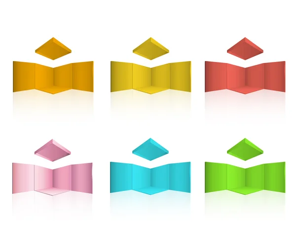 Otevřené barevné krabici izolovaných na bílém pozadí. Vektorová design. — Stockový vektor