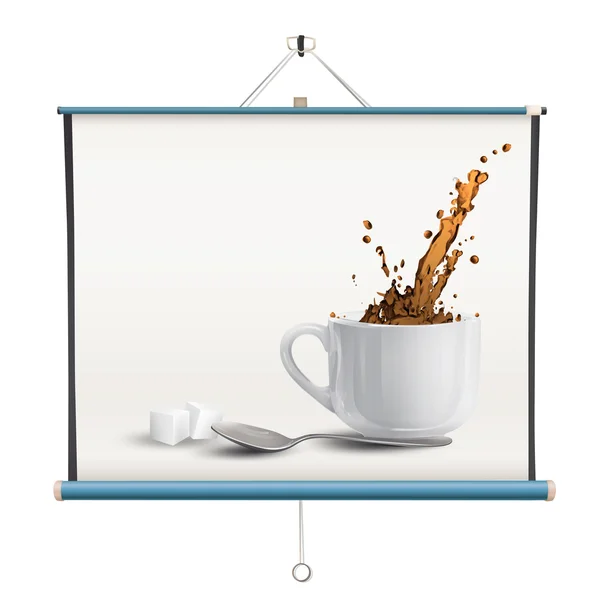 Realistic coffee printed on projector screen. isolated vector de — Stock Vector