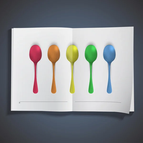 Cucchiaio colorato realistico. Design vettoriale . — Vettoriale Stock
