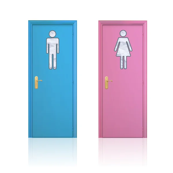 Розовые и синие двери туалета. Векторная иллюстрация . — стоковый вектор