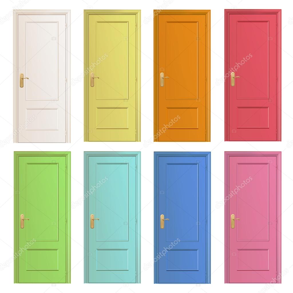 Collection of colorful doors. Vector design.
