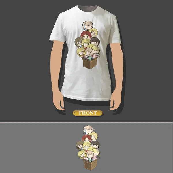 Diseño de la camisa con una ilustración de un amigo jugando. Diseño vectorial realista . — Vector de stock