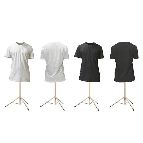 Camicie vuote in bianco e nero di design. Illustri vettoriali realistici — Vettoriale Stock