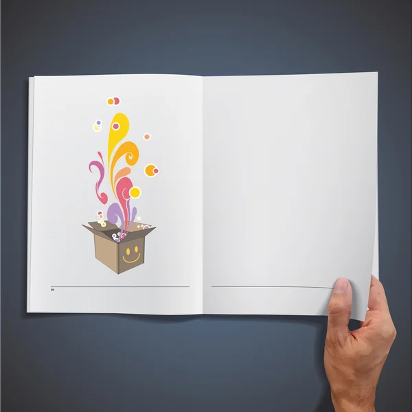 Caja dentro de un libro. Diseño vectorial — Vector de stock