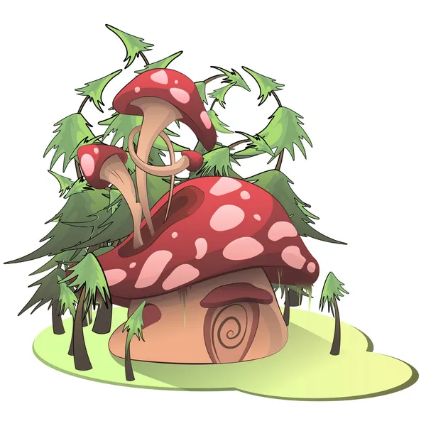 Mushroom house on white background. Vector illustration. — Stock Vector