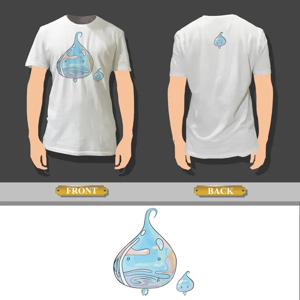 Gota de agua impresa en una camisa. Diseño vectorial . — Vector de stock