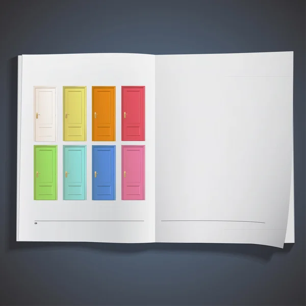 Collezione di porte colorate all'interno di un libro. Design vettoriale . — Vettoriale Stock