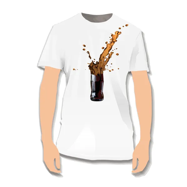 Gebroken fles afgedrukt op shirt. vector ontwerp. — Stockvector