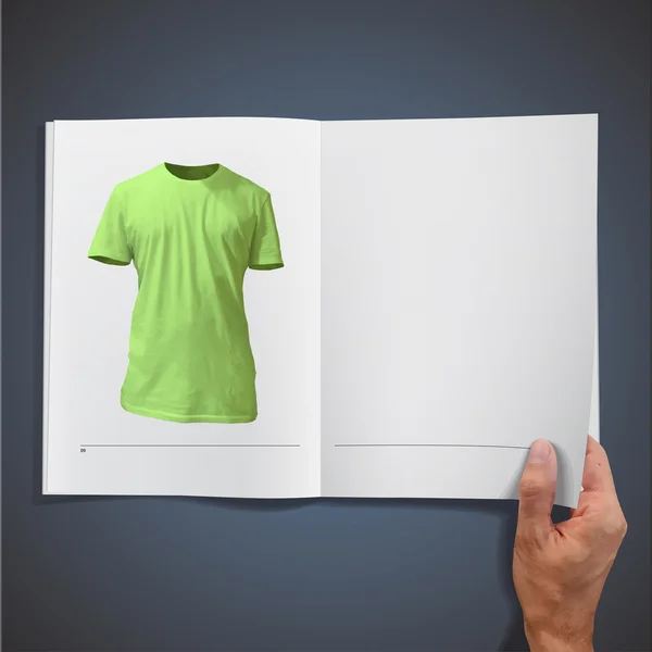 Empty green shirt inside a book. Vector design. — Stock Vector