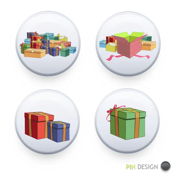 Many gift boxes printed on pin. — Stock Vector