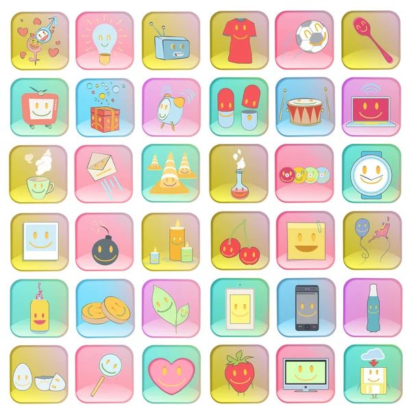 Collection de badges colorés avec des icônes à l'intérieur. Conception vectorielle . — Image vectorielle