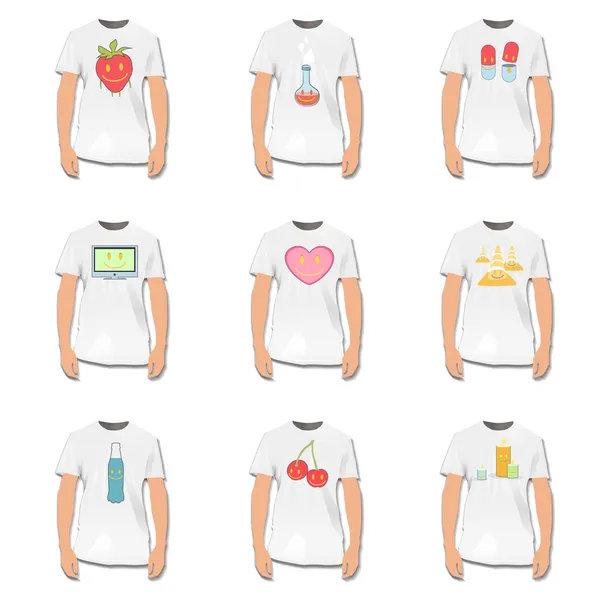 Simple shirt with cute illustrations inside. Vector design. — Stock Vector