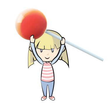 kırmızı bir lolipop tutan kız. vektör tasarımı.