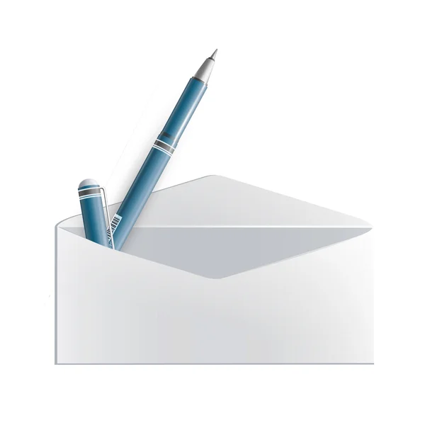 Realistiska penna inuti kuvertet. vektor design. — Stock vektor