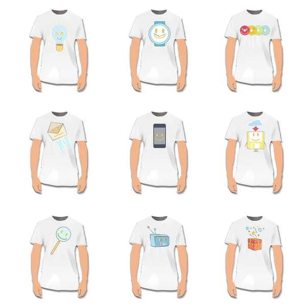Simple shirt with cute illustrations inside. Vector design. — Stock Vector