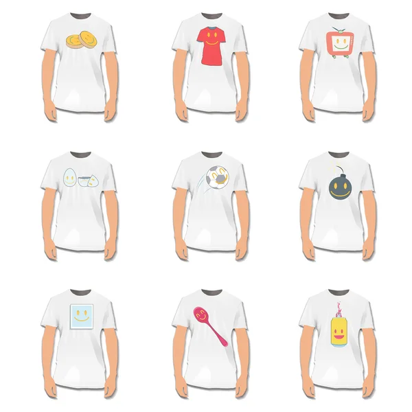 Simple shirt with cute illustrations inside. Vector design. — Stock Vector