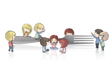 çocuklarının yanında çatal. vektör tasarımı