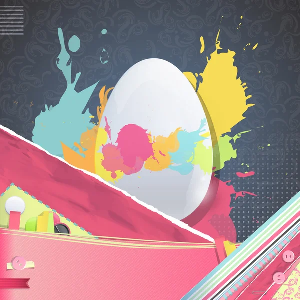 Ωραίο σχεδιασμό με Πασχαλινό αυγό με χαριτωμένα σχέδια σε vintage φόντο. διανυσματικό σχέδιο. — Διανυσματικό Αρχείο