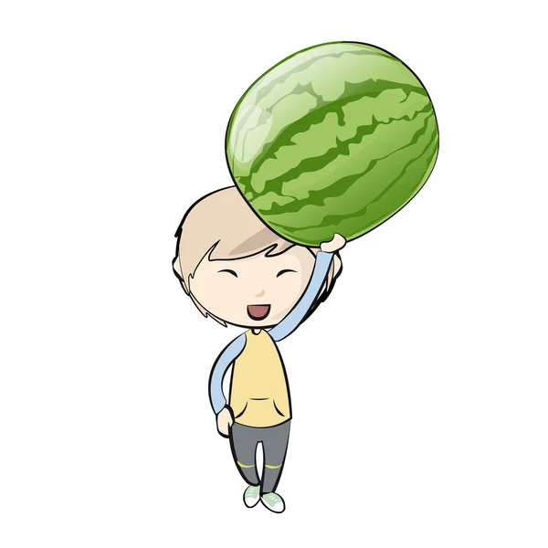 Kid holding water melon. Vector design — Stock Vector