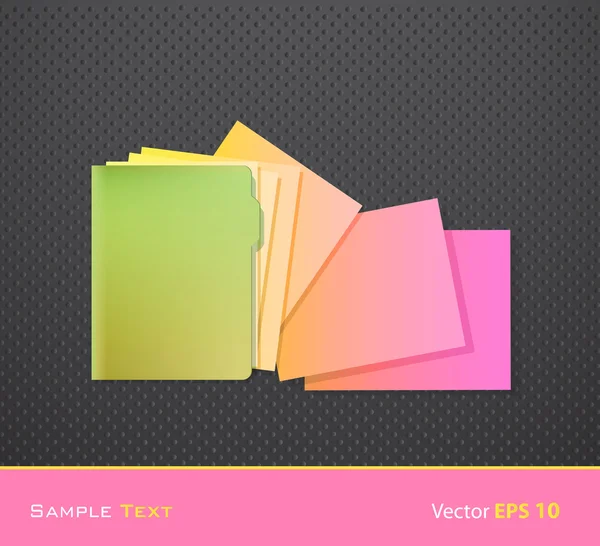 Green folder with colorful papers. Vector design. — Stock Vector
