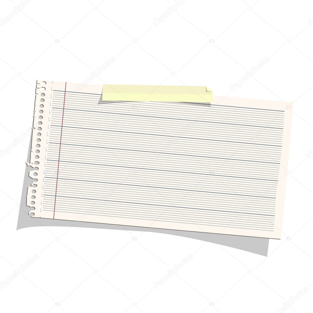 Note paper over white background. Vector design.
