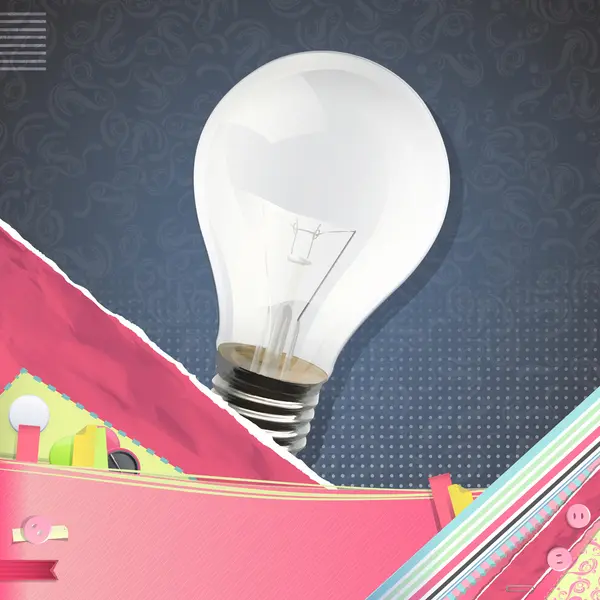 Realistic bulb over vintage background. Vector design. — Stock Vector