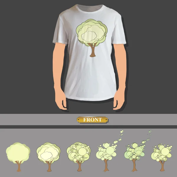 Árbol impreso en camisa blanca. Diseño vectorial — Archivo Imágenes Vectoriales