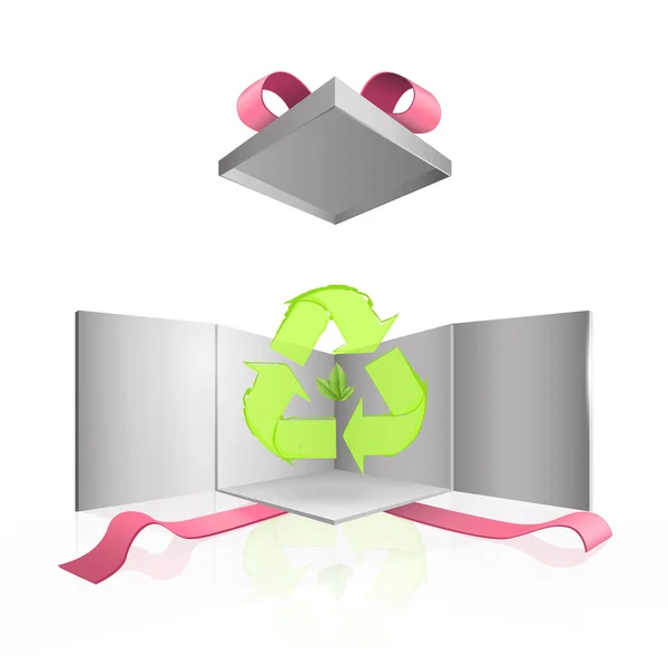 Recycler icône à l'intérieur boîte cadeau. Conception vectorielle . — Image vectorielle