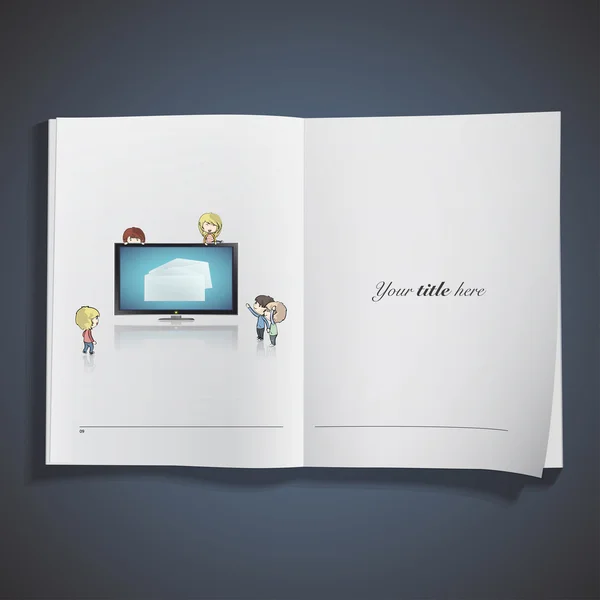 Realistische tv afgedrukt op boek. vector ontwerp — Stockvector