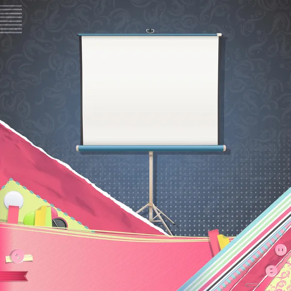 Empty projector screen over vintage background. Vector design. — Stock Vector