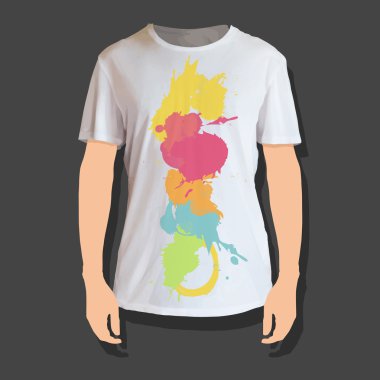 beyaz gömlek baskılı boya bırak. vektör tasarımı.