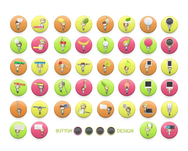 Aantal kinderen afgedrukt op kleurrijke knop. vector ontwerp. — Stockvector