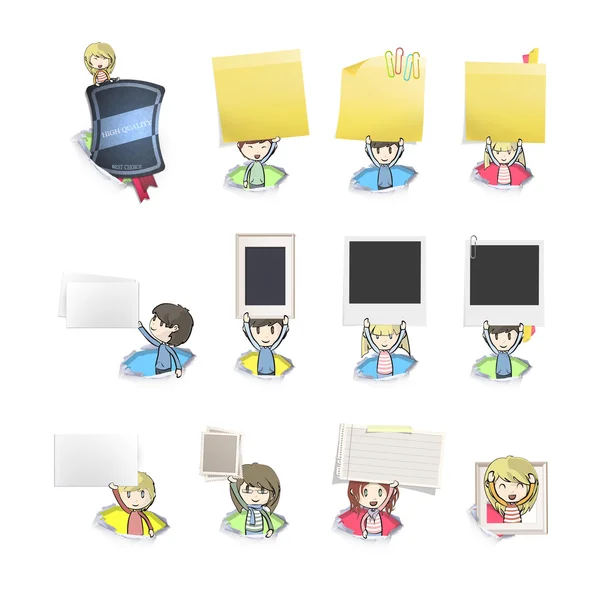 Groep van kinderen kaarten in de gaten houden. vector ontwerp — Stockvector