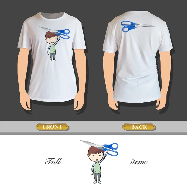 Kids holding blue scissors. Vector design — Stock Illustration Kids holding blue scissors. Vector design Vector Graphics