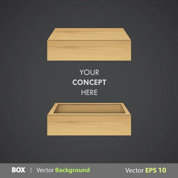 Abre la caja de madera. Diseño vectorial . — Vector de stock