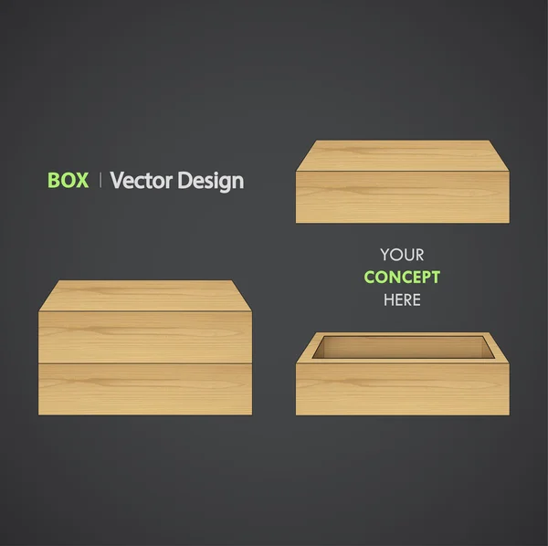 Set of Wooden box. Vector design. — Stock Vector