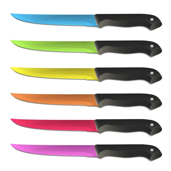 Cuchillos coloridos realistas. Diseño vectorial — Vector de stock