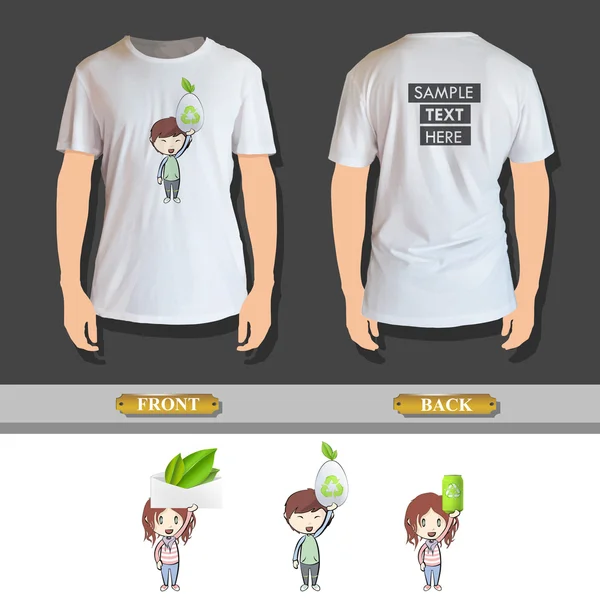 Dzieci gospodarstwo ekologiczne elementy drukowane na koszuli. projekt wektor — Wektor stockowy