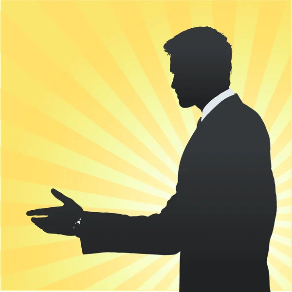 Silhouette of businessman making a deal. Vector design. — Stock Vector