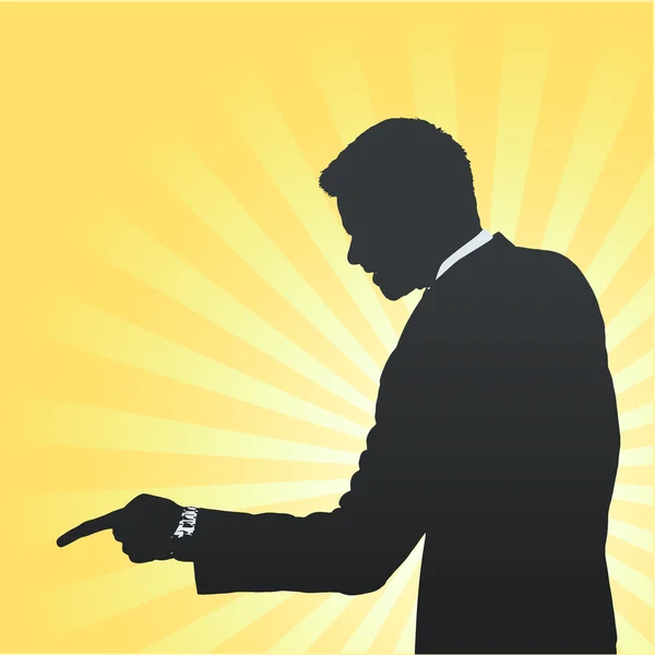 Silhouette of businessman angry and shouting. Vector design. — Stock Vector