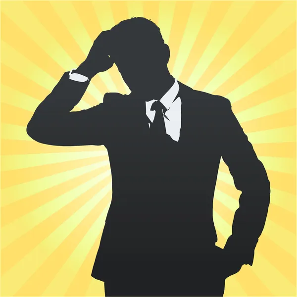 Silhouette of business man thinking isolated. Vector design. — Stock Vector