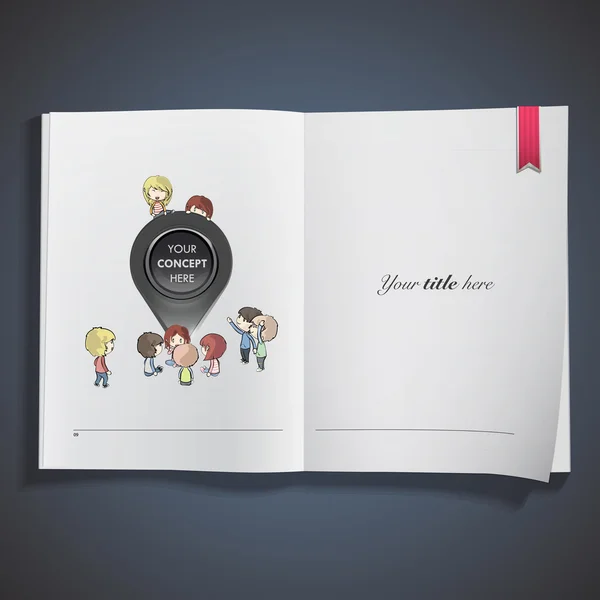 Ragazzo con un cuore stampato sul libro. Design vettoriale — Vettoriale Stock