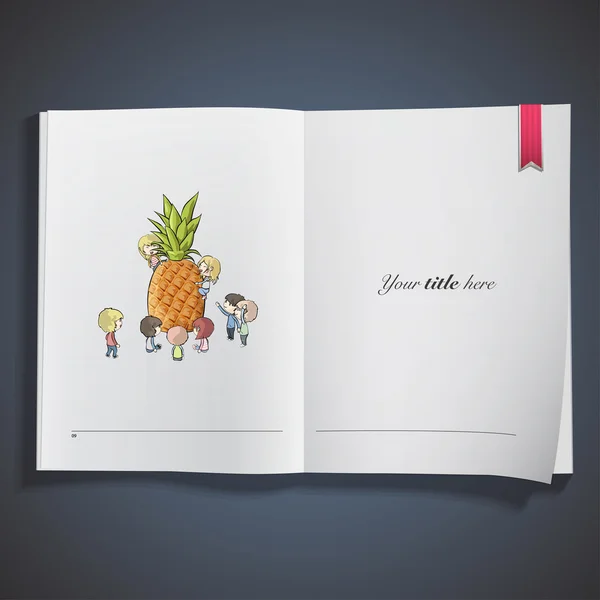 Παιδί γύρω από μια καρδιά που εκτυπώνονται σε βιβλίο. διανυσματικό σχέδιο — Διανυσματικό Αρχείο