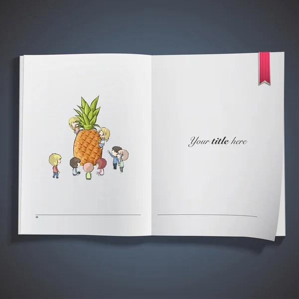 Kid rond een hart op boek afgedrukt. vector ontwerp — Stockvector